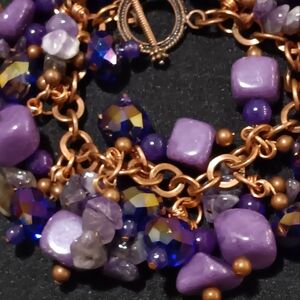 Bracelet purple beads with amethyst